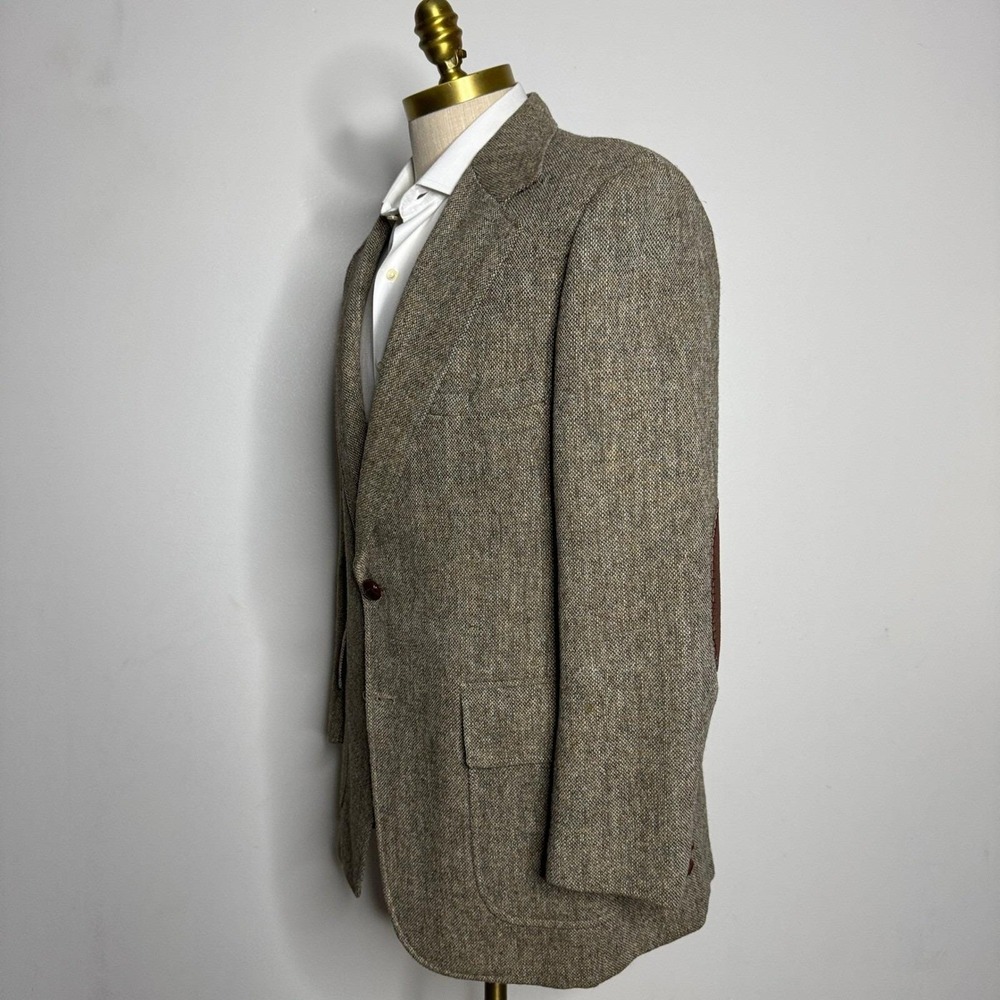 Vintage 60s Lebow Clothes Mens Brown Solid Wool Blazer Elbow Patch‎ 43L